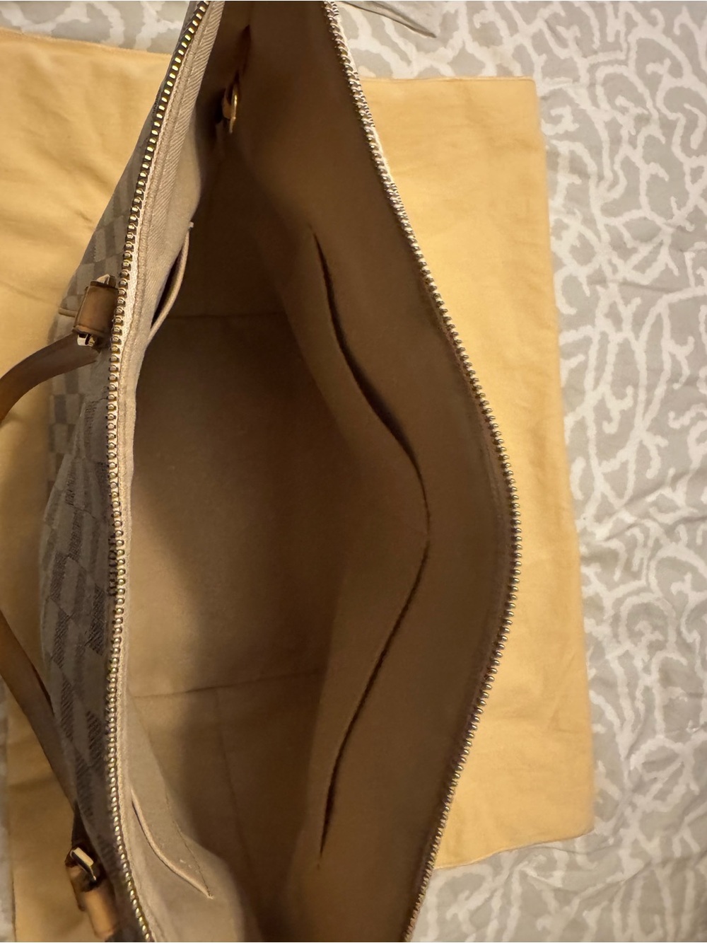 Louis Vuitton Checkered Canvas Tote with Tan Straps - Picture 3 of 11